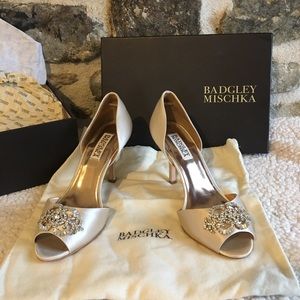 Badgley Mischka open toe  heels with rhinestones